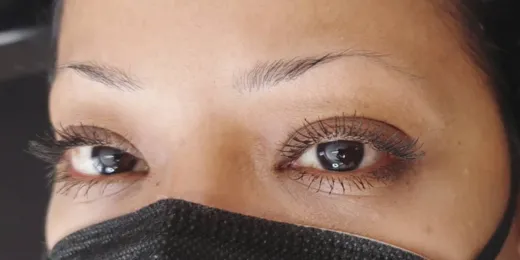 The appearance of a woman's eyebrows before the Combo Brows technique.