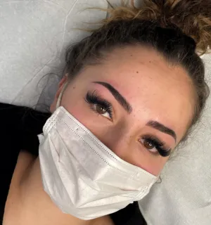 A client's face after a combo brows session.