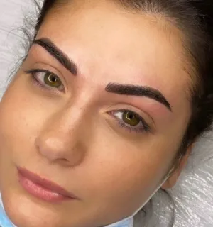 A client's face after a combo brows session.