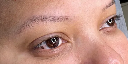 The appearance of a woman's eyebrows before the Shading technique.