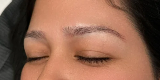 The appearance of a woman's eyebrows before the Shading technique.