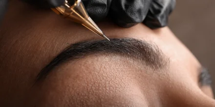 Reference image of a girl getting her eyebrows touched up.
